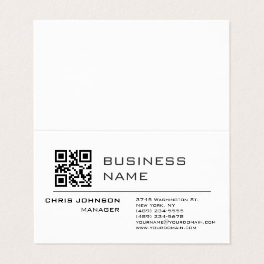 フロントプレーン上のスキャン可能なQRコモダンードシンプル 名刺 (外部フラット)