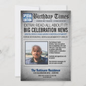 フロントページ新聞の誕生日パーティー招待状 招待状 (正面)