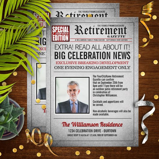 フロントページ新聞社の退職パーティの招待状 招待状