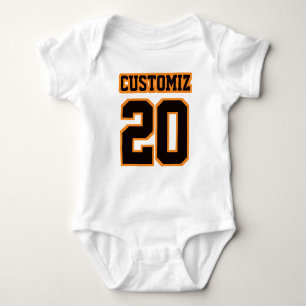 フロントホワイトブラックオレンジボディースートサッカージャージー ベビーボディスーツ