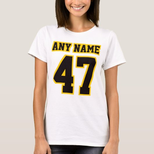 フロントホワイトブラック金ゴールド女性ベーシックコットンティー Tシャツ (正面)