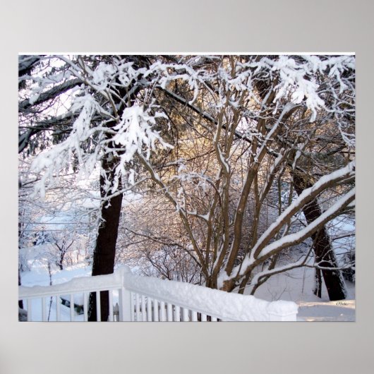 フロントポーチからの冬の雪景色 ポスター (正面)