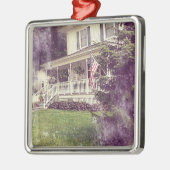 フロントポーチとアメリカ国旗 メタルオーナメント (左)