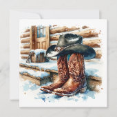 フロントポーチクリスマスのカウボーイブーツ カード (正面)