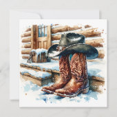 フロントポーチクリスマスのカウボーイブーツ カード (正面)