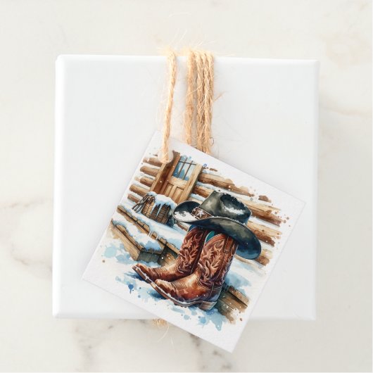 フロントポーチクリスマスのカウボーイブーツ フェイバータグ (インサイチュ)