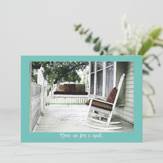 フロントポーチ魅力的カスタマイズ可能引っ越し祝いパーティー 招待状 (スタンド正面)