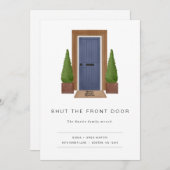 フロントモダンドア付き動おもしろい向アナウンス 招待状 (正面/裏面)