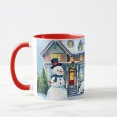 フロントヤお洒落ードクリスマスの可愛い雪だるま マグカップ (左)