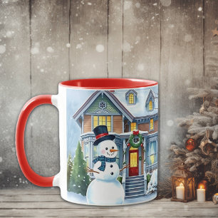 フロントヤお洒落ードクリスマスの可愛い雪だるま マグカップ