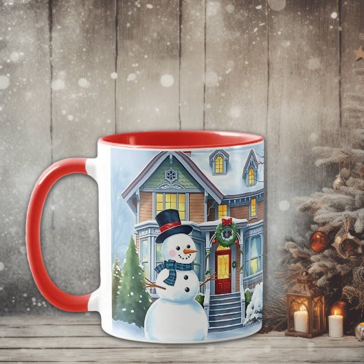 フロントヤお洒落ードクリスマスの可愛い雪だるま マグカップ