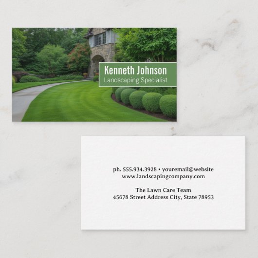 フロントヤードハウス | トリミングされた草と茂み 名刺 (正面/裏面)