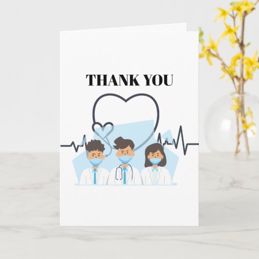 フロントラインの医師チームの顔マスクありがとう カード (黄色い花)