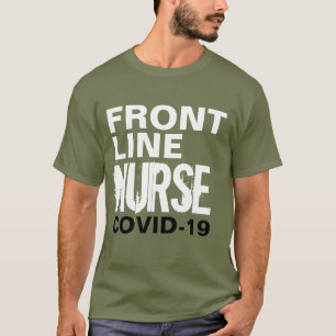 フロントラインナースコビド19コロナウイルスタイポグラフィ Tシャツ