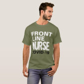 フロントラインナースCovid 19コロナウイルスタイポグラフィ Tシャツ (正面フル)