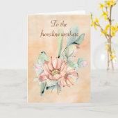 フロントライン労働者ありがとう水の色サボテン カード (黄色い花)