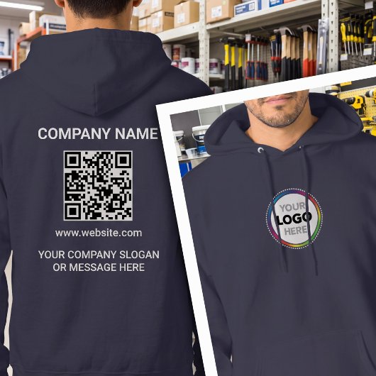 フロントロゴ - 会社連絡先情報とURL QRコード パーカ