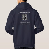 フロントロゴ - 会社連絡先情報とURL QRコード パーカ (裏面)
