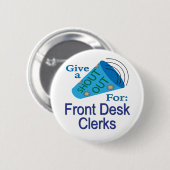 フロント係に大声で呼び掛ける 缶バッジ (正面&裏面)