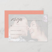 フロント鮮やかフォトウェディング付きコーラルバック出欠 出欠カード (正面/裏面)