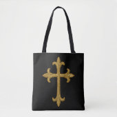 フロント+バッククロス フランス刺繍風ゴールド トートバッグ (正面)