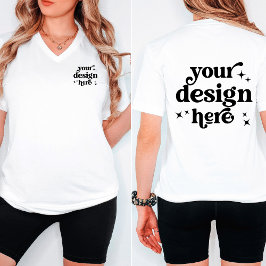 フロント+バックデザインカスタムロゴVネック Tシャツ