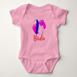 フロント＆バックデザイン - 新生児の文字＆名前の女の子 ベビーボディスーツ