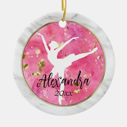 フロント/バックバレリーナバレエ女子ダエレガントンス セラミックオーナメント (正面)