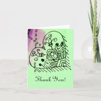 フロント·ライン·ワーカー、緑の紫のハート サンキューカード