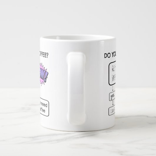 フローおもしろいチャート、コーヒーは必要か? ジャンボコーヒーマグカップ (裏面)