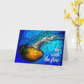 フローおもしろい海クラゲのスクリプトを使モダン用する カード (黄色い花)