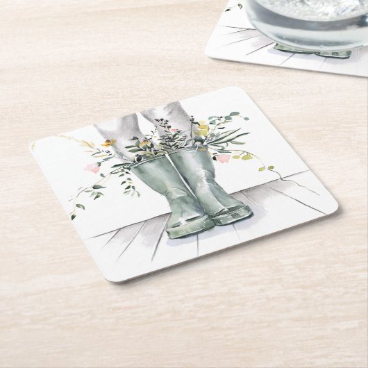 フローと拡張II スクエアペーパーコースター (アングル)