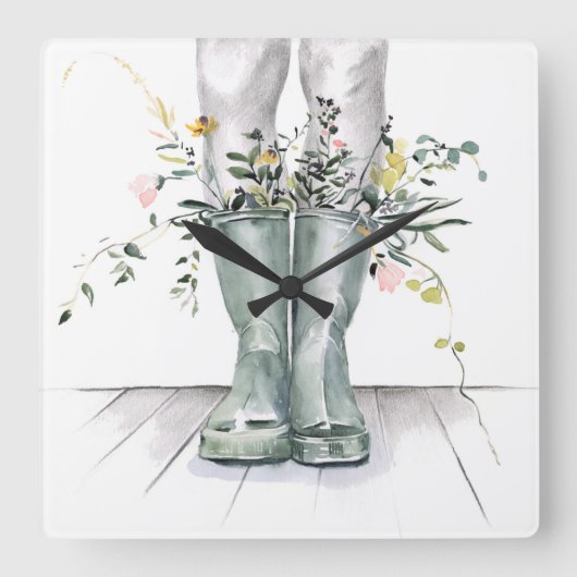 フローと拡張II スクエア壁時計 (正面)