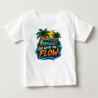 フローに身を任せて - リラックスしたポジティブな雰囲気のタイポグラフィ ベビーTシャツ