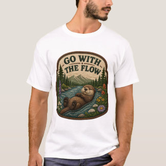 フローに身を任せて ワッペン かぎ針編み ラッコ Tシャツ