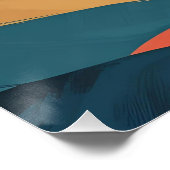 フローはっきりした-抽象芸術ブラシストロークアートinティール（緑がかった色）, Cora ポスター (コーナー)