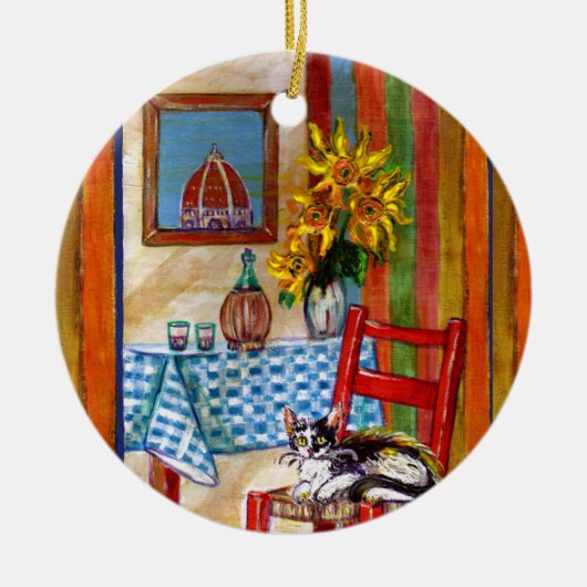 フローイタリアンレンスのキッチントスカーナ・ルビーが好き セラミックオーナメント (正面)