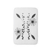 フローイング白黒フローラデザイン バスマット (正面縦)