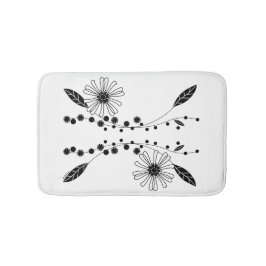 フローイング白黒フローラデザイン バスマット