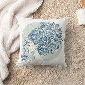 フローウーマンアート – Blue Tile Fusion クッション (ブランケット)