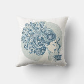 フローウーマンアート – Blue Tile Fusion クッション (裏面)