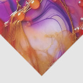 フローエレガント抽象芸術パープルおよび金ゴールド流体 薄葉紙 (詳細)