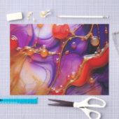 フローエレガント抽象芸術パープルおよび金ゴールド流体 薄葉紙 (クラフト)