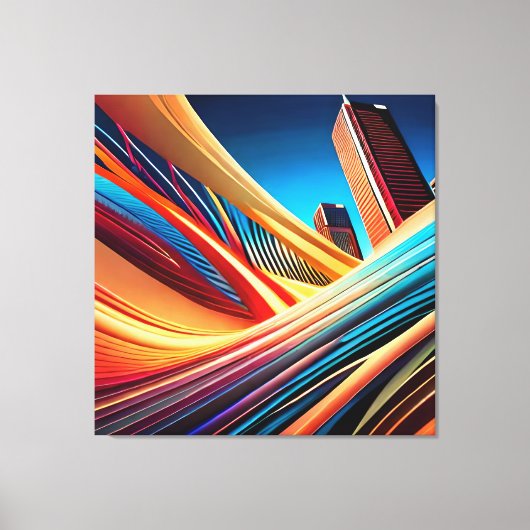 フローカラフルアート漫画モード キャンバスプリント (正面)