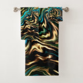 フローカラー大理石アクア金ゴールドタオルセット バスタオルセット (インサイチュ)