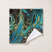 フローカラー大理石アクア金ゴールドタオルセット バスタオルセット (ウォッシュタオル)