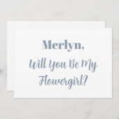 フローガロール名前をカスタムするダスティブルーホワイト結婚ズ 招待状 (正面/裏面)