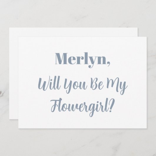 フローガロール名前をカスタムするダスティブルーホワイト結婚ズ 招待状 (正面/裏面)