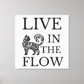 フローキャットシルエット芸術的で生きる。 キャンバスプリント (正面)