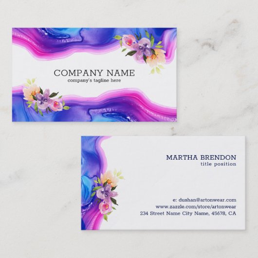 フローゲートインクテクスチャフローラアクセント 名刺 (正面/裏面)